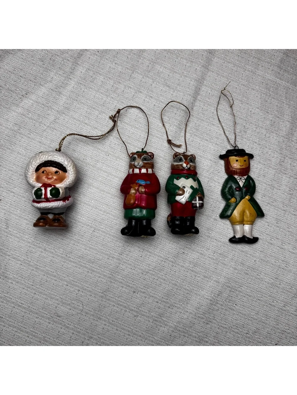 Vintage Christmas Ornament Lot of 4 Figural Holiday Decorations Taiwan Korea